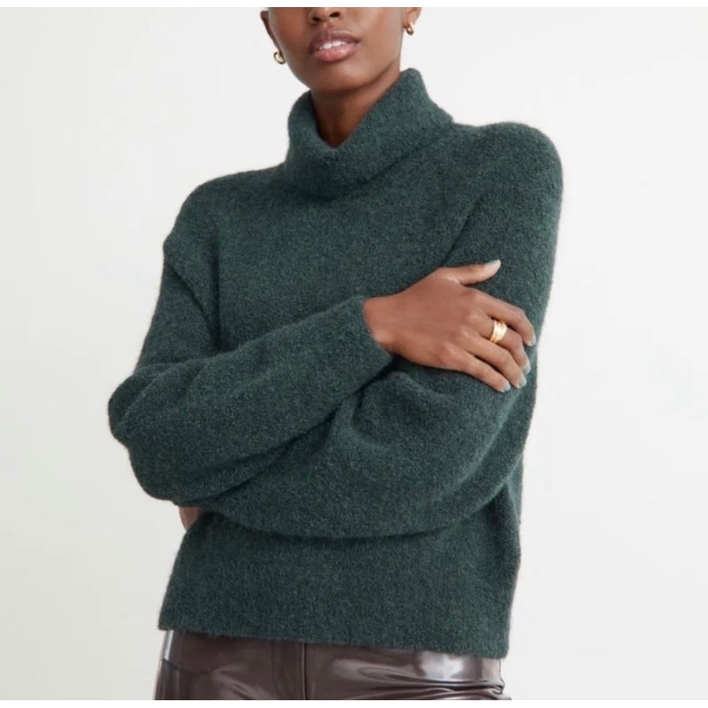 & Other Stories Alpaca Blend Turtleneck Sweater Soft Pullover Forest Green‎ XS